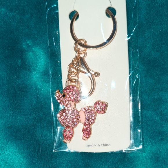 Pink Poodle Keychain with Rhinestones - Picture 1 of 1